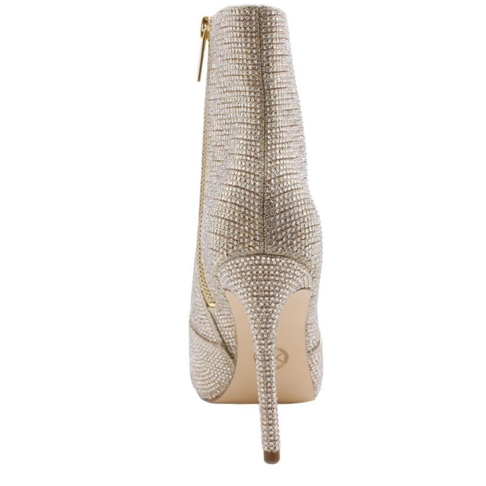 New Michael kors Pale Gold Rue Rhinestone Embellished Side Zip boot size 8.5 M - Picture 3 of 4